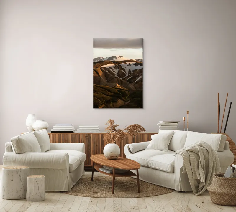 Tablou Canvas, Peisaj Montan cu Zăpadă și Apus, 70 x 100 cm – poza 4
