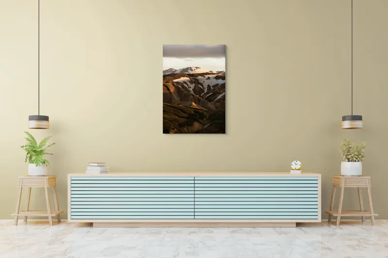 Tablou Canvas, Peisaj Montan cu Zăpadă și Apus, 70 x 100 cm – poza 5
