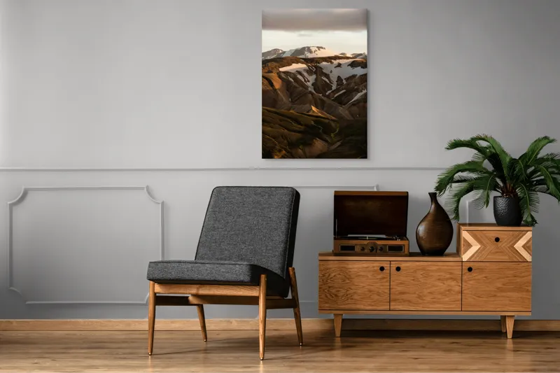 Tablou Canvas, Peisaj Montan cu Zăpadă și Apus, 70 x 100 cm – poza 6