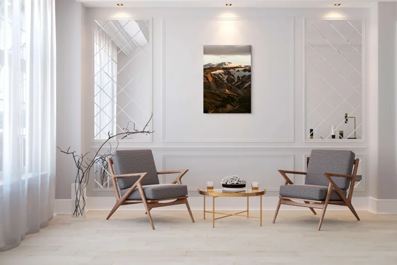 Tablou Canvas, Peisaj Montan cu Zăpadă și Apus, 70 x 100 cm – poza 8