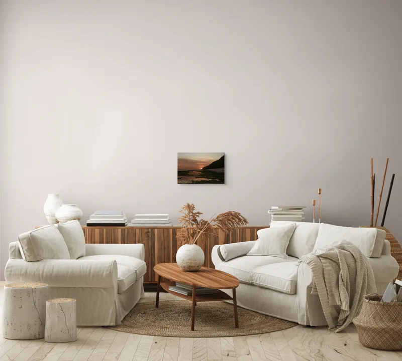 Tablou Canvas, "Apus de soare peste ocean liniștit", Apus, Cer, Nor, Ocean, Culori, Serene, Stânci, Reflexie, Natură, Peisaj, 39 x 26 cm – poza 7