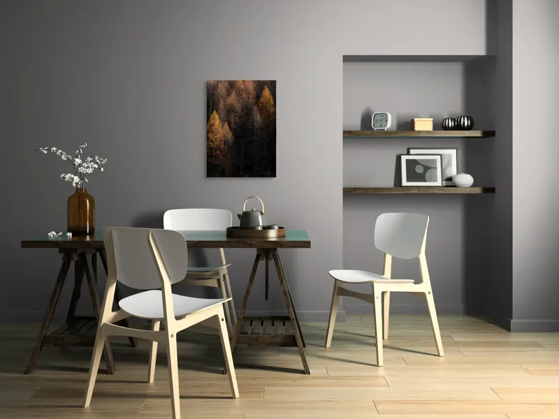 Tablou Canvas, "Toamna întunecată în pădurea de conifere", Copaci, Toamnă, Lumină, Umbre, Pădure, Contrast, Frunziș, Armonie, Tablou, Natură, 50 x 70 cm – poza 5