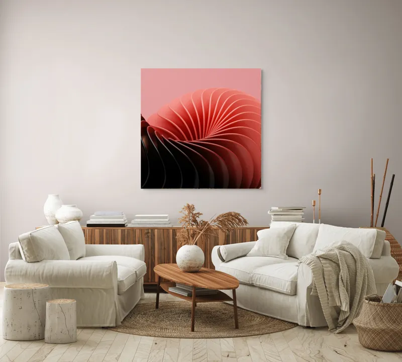 Tablou Canvas Roz Spiralând în Adâncimi Abstracte, 100 x 100 cm – poza 3