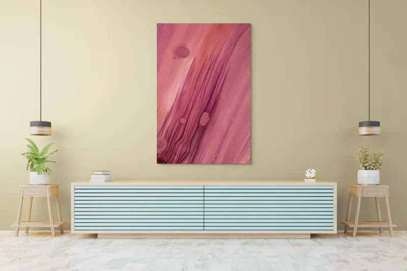 Tablou Canvas Abstrahție Roz cu Texturi și Fluiditate, 100 x 150 cm – poza 4