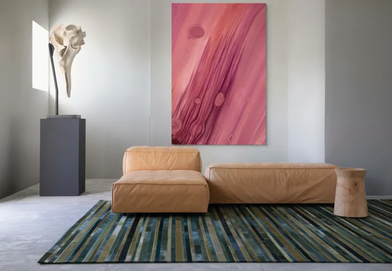 Tablou Canvas Abstrahție Roz cu Texturi și Fluiditate, 100 x 150 cm – poza 7
