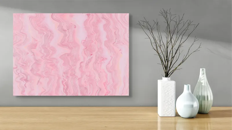 Tablou Canvas cu Fluide Împletiri de Raze Roz, 70 x 50 cm – poza 3