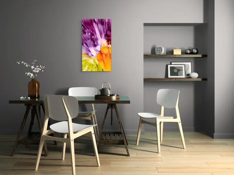 Tablou Canvas, "Revărsare de culori vii și intense", Culori, Explozie, Dinamism, Energie, Contrast, Flori, Abstracție, Violete, Vibrant, Lumină, 50 x 90 cm – poza 4