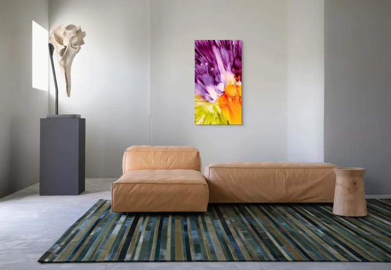 Tablou Canvas, "Revărsare de culori vii și intense", Culori, Explozie, Dinamism, Energie, Contrast, Flori, Abstracție, Violete, Vibrant, Lumină, 50 x 90 cm – poza 5