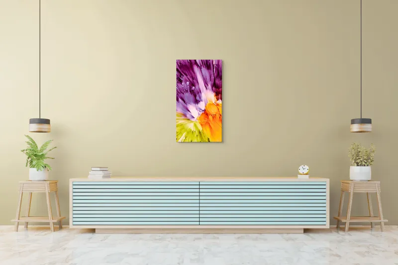 Tablou Canvas, "Revărsare de culori vii și intense", Culori, Explozie, Dinamism, Energie, Contrast, Flori, Abstracție, Violete, Vibrant, Lumină, 50 x 90 cm – poza 6