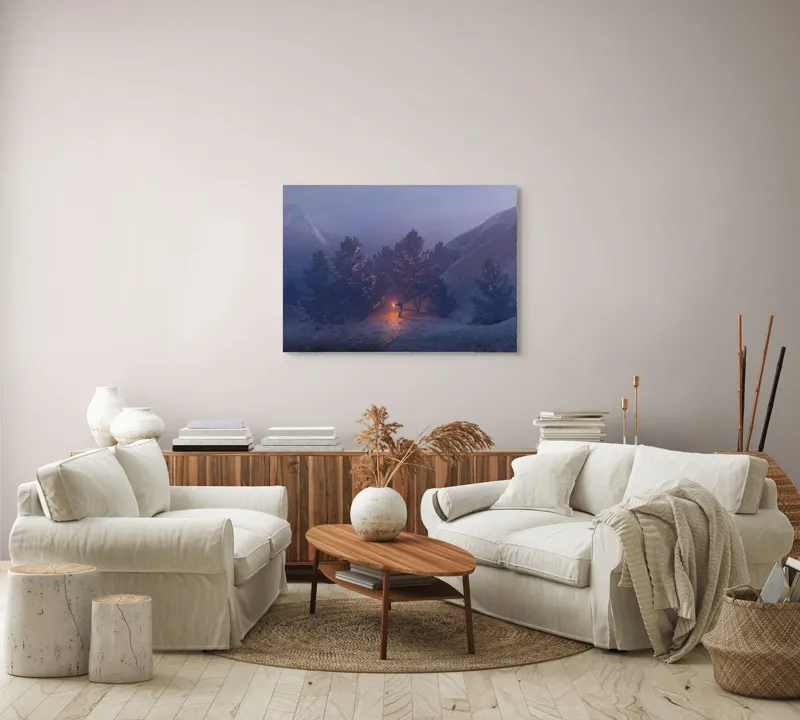 Tablou Canvas Pădure Misterioasă cu Dansul Focului și Lumină, 100 x 70 cm – poza 3