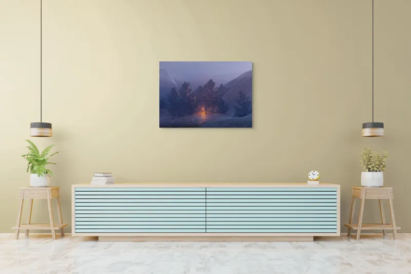 Tablou Canvas Pădure Misterioasă cu Dansul Focului și Lumină, 100 x 70 cm – poza 4
