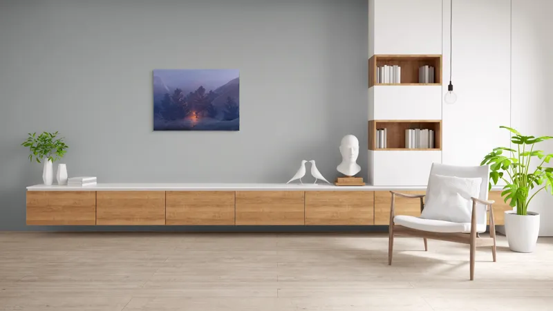Tablou Canvas Pădure Misterioasă cu Dansul Focului și Lumină, 100 x 70 cm – poza 6
