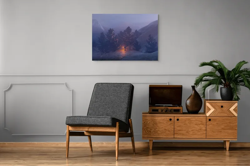 Tablou Canvas Pădure Misterioasă cu Dansul Focului și Lumină, 100 x 70 cm – poza 8