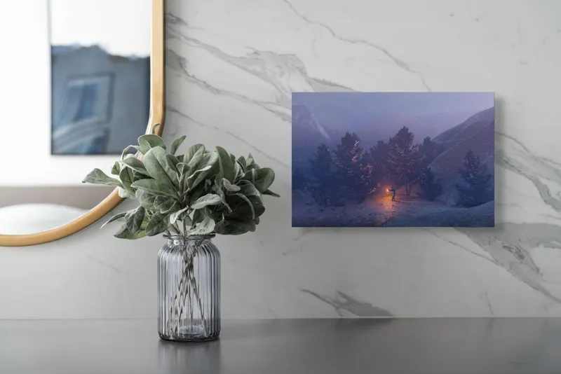 Tablou Canvas Pădure Misterioasă cu Dansul Focului și Lumină, 39 x 26 cm – poza 5