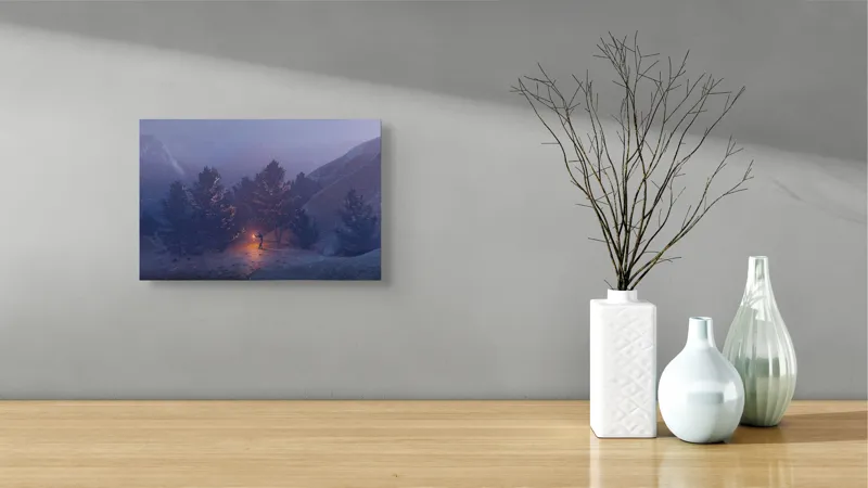 Tablou Canvas Pădure Misterioasă cu Dansul Focului și Lumină, 39 x 26 cm – poza 8
