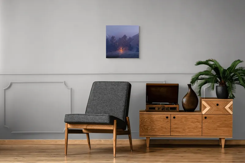 Tablou Canvas Pădure Misterioasă cu Dansul Focului și Lumină, 50 x 50 cm – poza 6