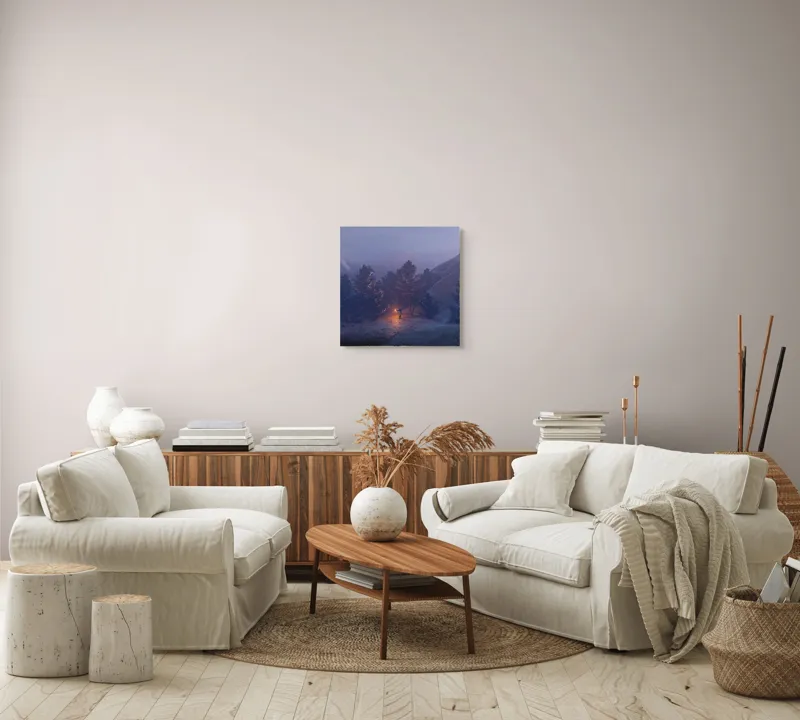 Tablou Canvas Pădure Misterioasă cu Dansul Focului și Lumină, 50 x 50 cm – poza 7