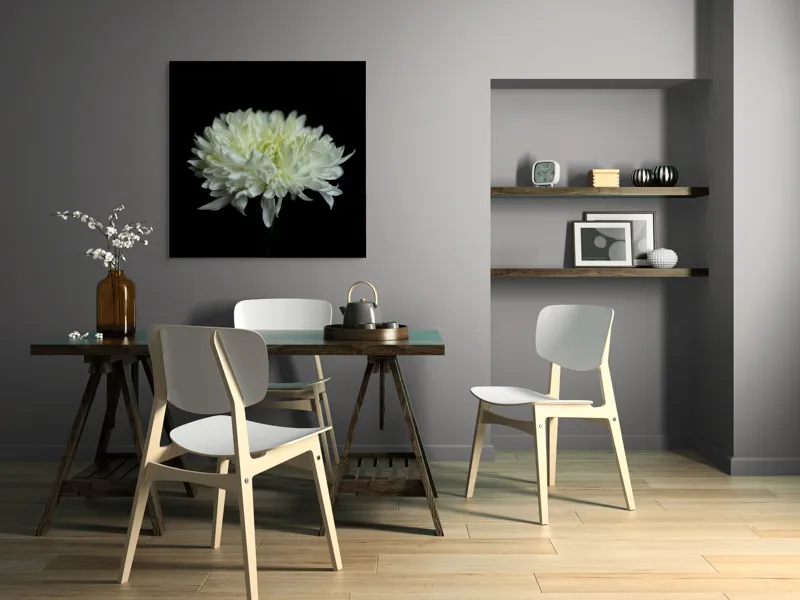 Tablou Canvas cu Floare Albă, Contrast Întunecat, 100 x 100 cm – poza 6