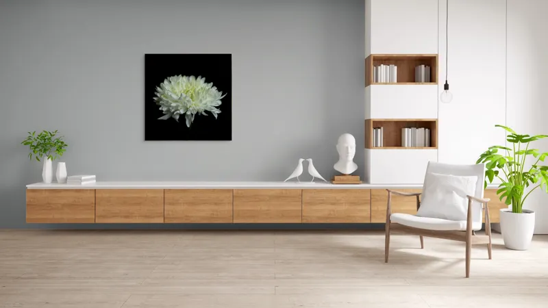 Tablou Canvas cu Floare Albă, Contrast Întunecat, 100 x 100 cm – poza 8