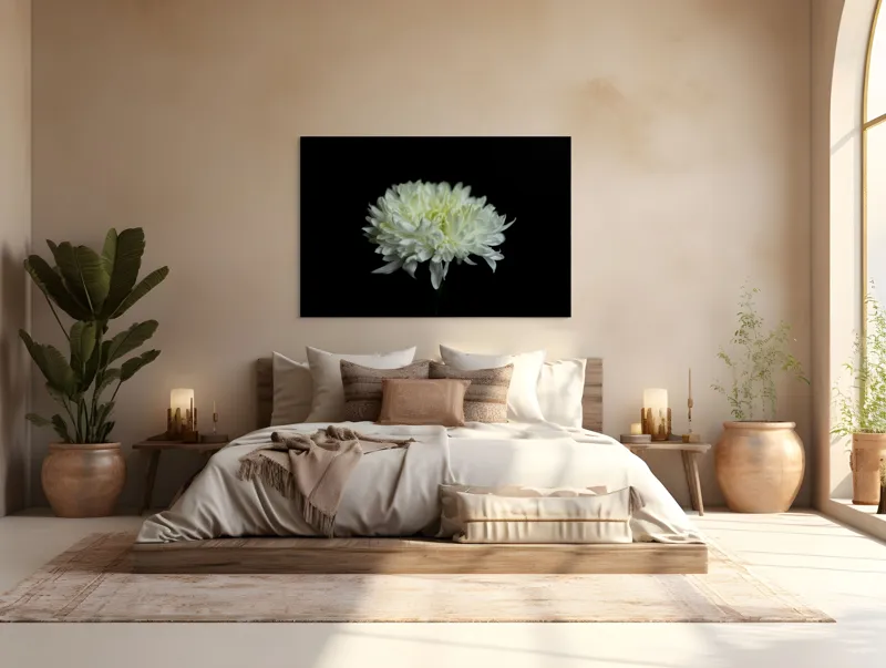 Tablou Canvas cu Floare Albă, Contrast Întunecat, 150 x 100 cm – poza 4