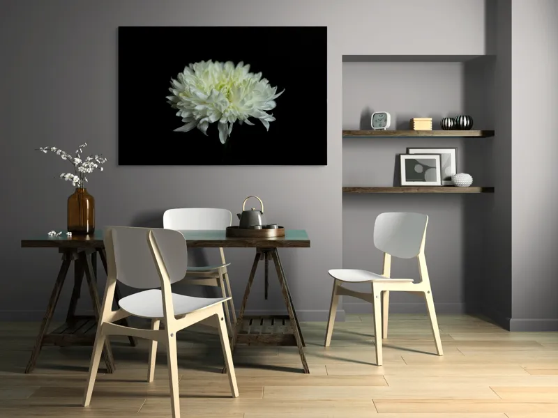 Tablou Canvas cu Floare Albă, Contrast Întunecat, 150 x 100 cm – poza 5