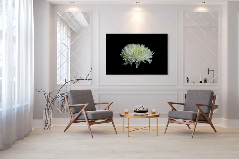 Tablou Canvas cu Floare Albă, Contrast Întunecat, 150 x 100 cm – poza 7