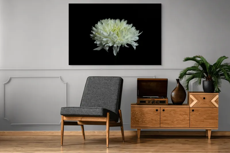 Tablou Canvas cu Floare Albă, Contrast Întunecat, 150 x 100 cm – poza 8