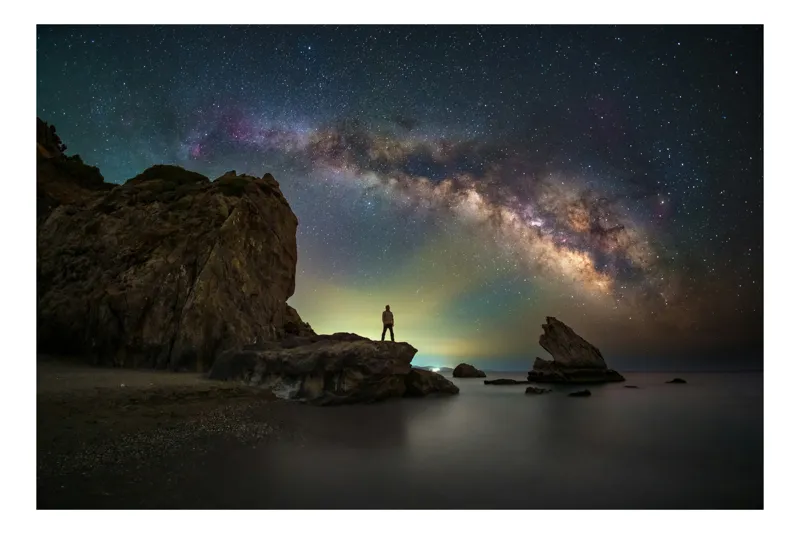 Tablou Canvas Cerul înstelat Galaxie Stele Ocean Noapte Aventură, 100 x 100 cm
