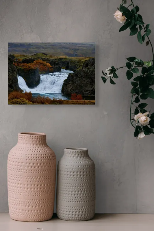 Tablou Canvas Cascadă sălbatică printre stânci în peisaj de toamnă, 54 x 39 cm – poza 8