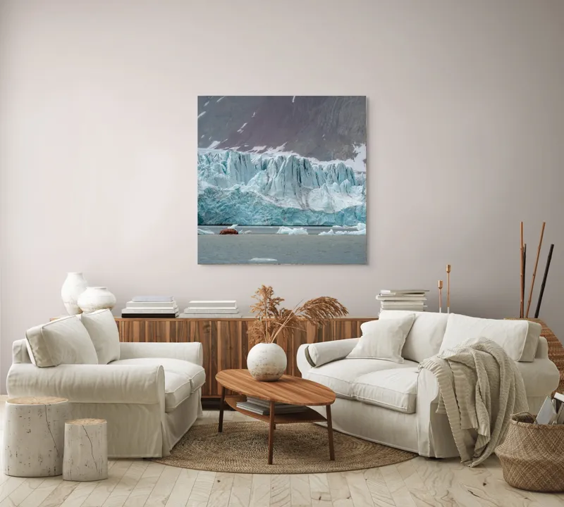Tablou Canvas, "Strălucirea cristalelor arctice sub cerul sumbru", 100 x 100 cm – poza 3