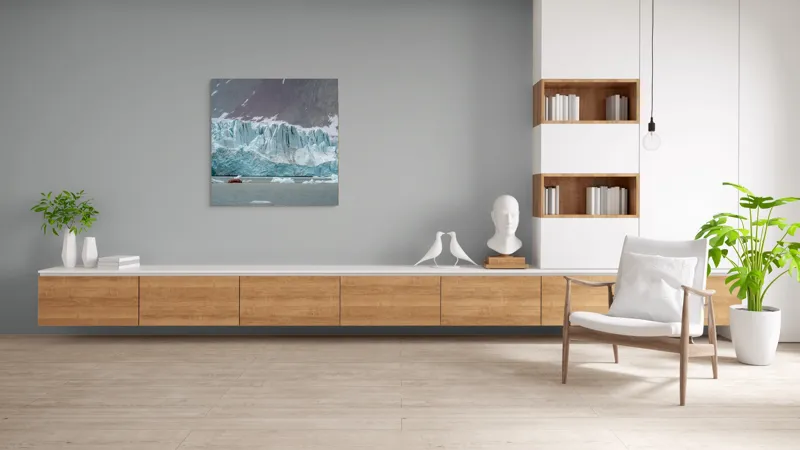 Tablou Canvas, "Strălucirea cristalelor arctice sub cerul sumbru", 100 x 100 cm – poza 8