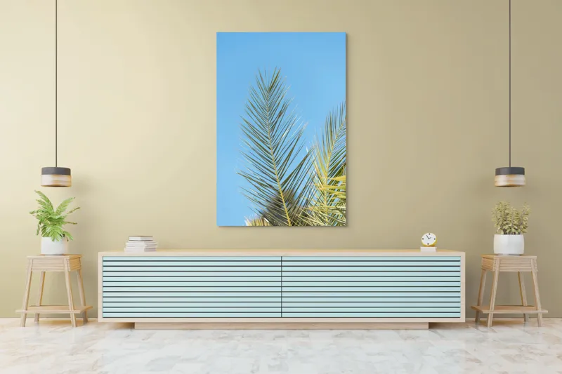 Tablou Canvas Modern cu Frunze și Cer Albastru pentru Decorare Interioară, 100 x 150 cm – poza 4