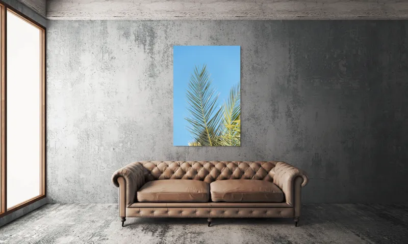 Tablou Canvas Modern cu Frunze și Cer Albastru pentru Decorare Interioară, 100 x 150 cm – poza 6