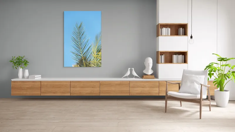 Tablou Canvas Modern cu Frunze și Cer Albastru pentru Decorare Interioară, 100 x 150 cm – poza 8