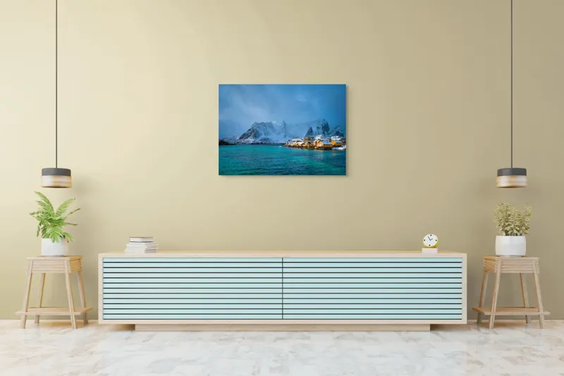Tablou Canvas, "Liniștea zăpezii sub cerul albastru", 100 x 70 cm – poza 4