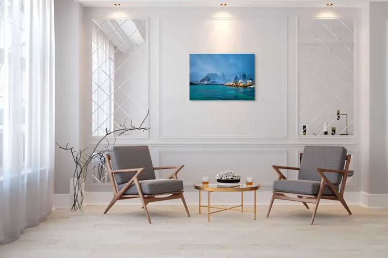 Tablou Canvas, "Liniștea zăpezii sub cerul albastru", 100 x 70 cm – poza 5