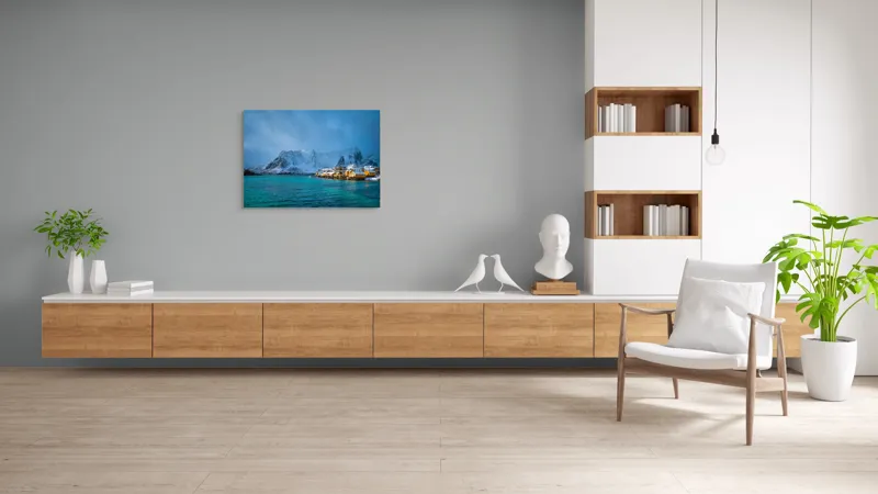 Tablou Canvas, "Liniștea zăpezii sub cerul albastru", 100 x 70 cm – poza 6