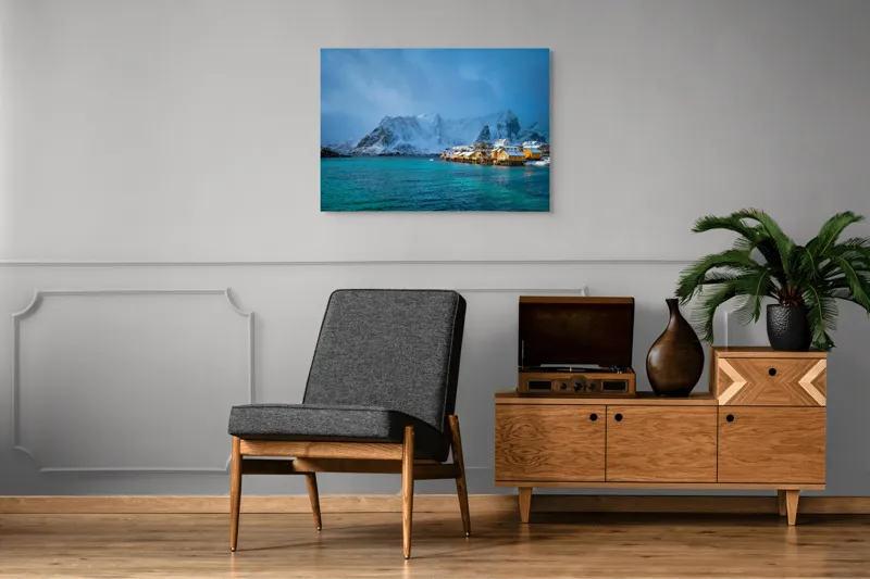 Tablou Canvas, "Liniștea zăpezii sub cerul albastru", 100 x 70 cm – poza 8