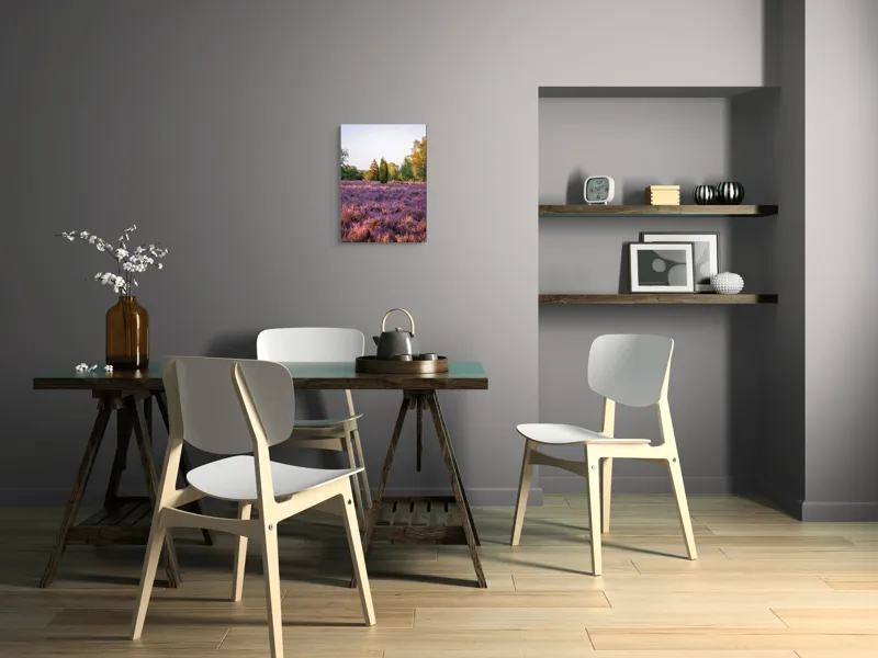 Tablou Canvas, "Poiana din mijlocul lanului de lavandă", Peisaj, Lavandă, Apus, Copaci, Serenitate, Natură, Câmp, Tranquilitate, Violet, Vegetație, 39 x 54 cm – poza 7