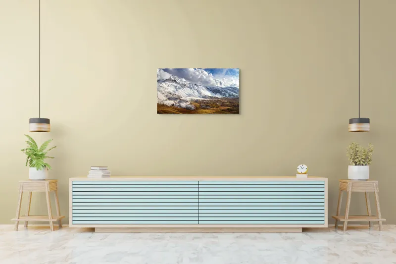 Tablou Canvas Peisaj Montan, Vârful înzăpezit sub nori, 90 x 50 cm – poza 5