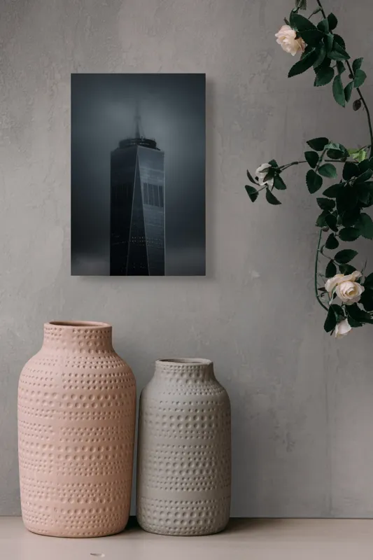 Tablou Canvas, Turn în Cețuri Întunecate, , Gri Închis, 26 x 39 cm – poza 6