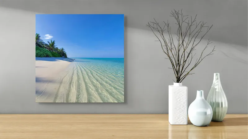 Tablou Canvas Reflexii de Azur pe Nisipul Auriu, 50 x 50 cm – poza 3