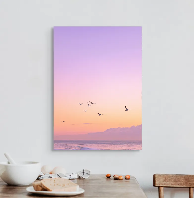 Tablou Canvas, "Zborul păsărilor în amurg liniștit", 50 x 70 cm – poza 3