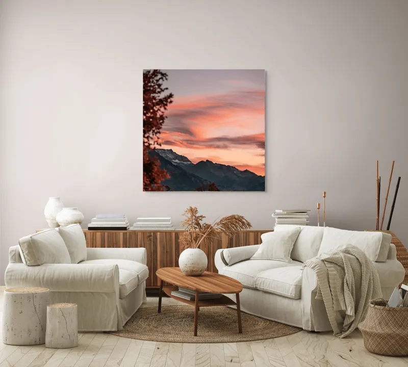 Tablou Canvas Peisaj Munți și Nori Poetic, 100 x 100 cm – poza 3