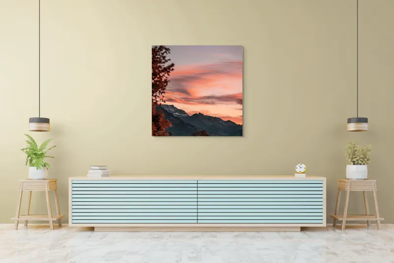 Tablou Canvas Peisaj Munți și Nori Poetic, 100 x 100 cm – poza 5