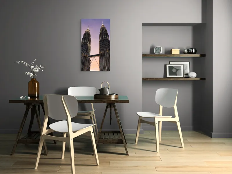 Tablou Canvas, "Turnurile în aurora dimineții lineștite", Nu știu cine sunt în imagine, dar cele două clădiri sunt impresionante., 50 x 90 cm – poza 4