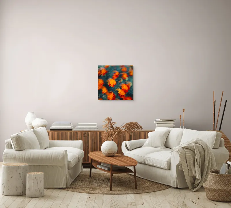 Tablou Canvas Abstract Floral Dansul focului în grădina viselor, 50 x 50 cm – poza 7