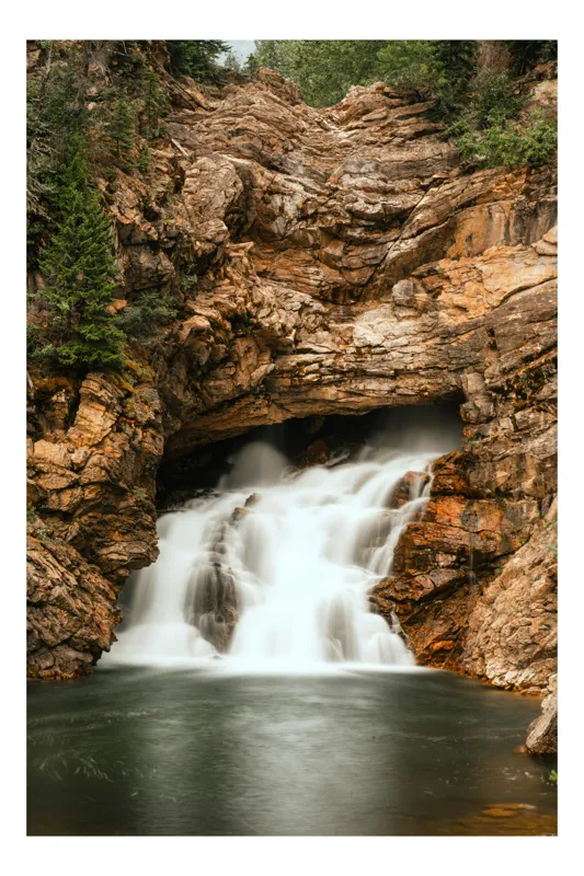 Tablou Canvas, Cascada Printre Stânci, , Multicolor, 70 x 100 cm