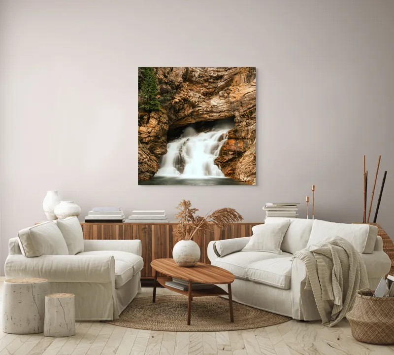Tablou Canvas, Cascada Printre Stânci, , Multicolor, 100 x 100 cm – poza 3