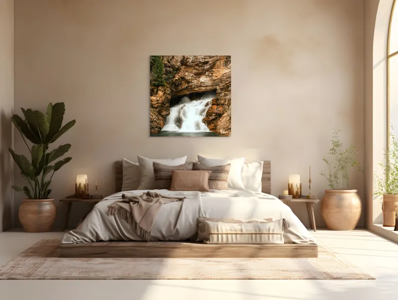 Tablou Canvas, Cascada Printre Stânci, , Multicolor, 100 x 100 cm – poza 4